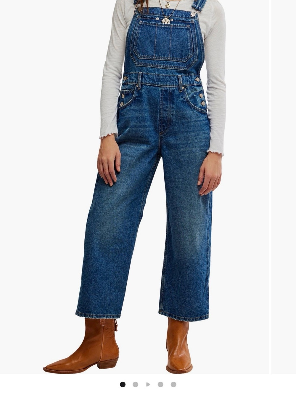Free People Indigo Wide-Leg Denim Overalls